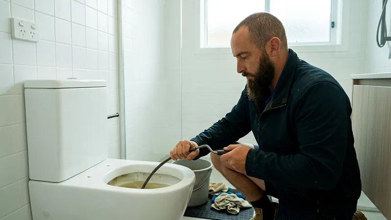 Clearing-Blocked-Toilet Clearing a blocked toilet
